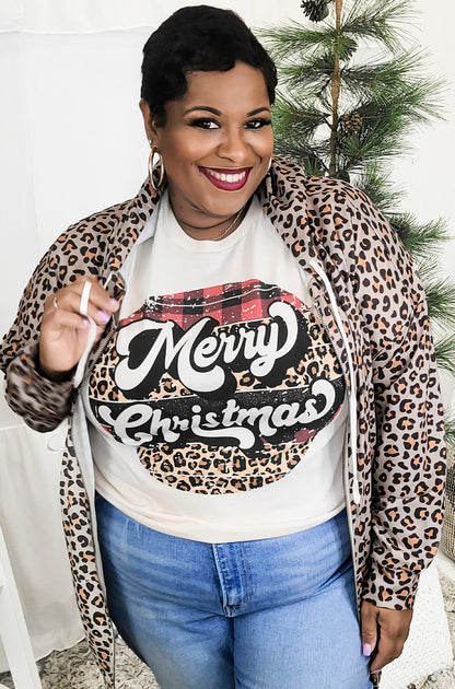 Retro Cheetah Merry Christmas T-Shirt