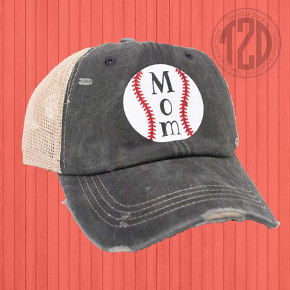 Vintage Glitter Sport Hat Mom Baseball