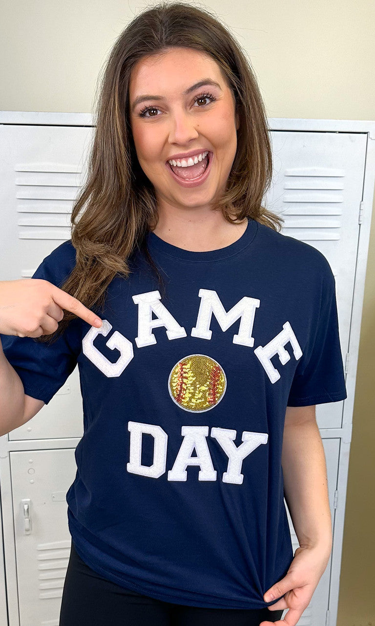 Game Day Sparkle Softball Adult T-Shirt