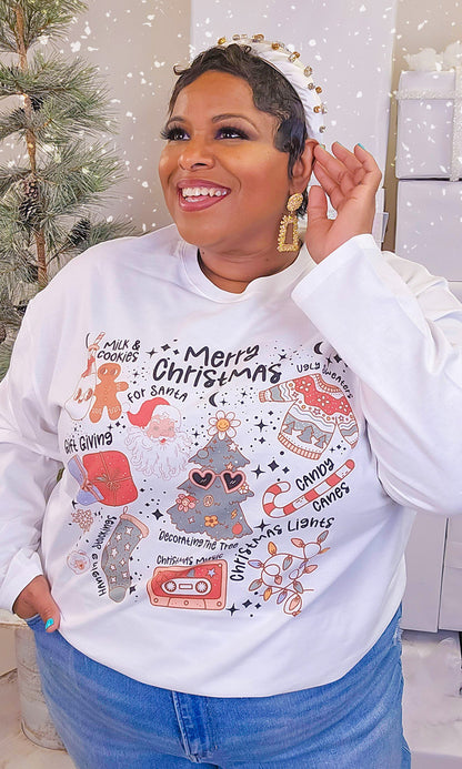 Christmas Things Graphic Boyfriend Long Sleeve T-Shirt