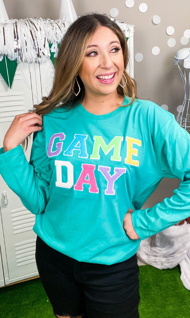Soft Chenille Game Day Boyfriend Long Sleeve