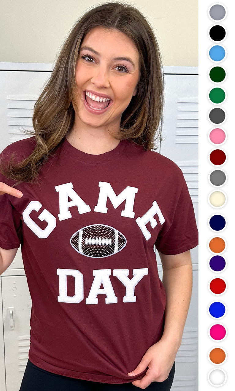 Game Day Sparkle Football Adult T-Shirt