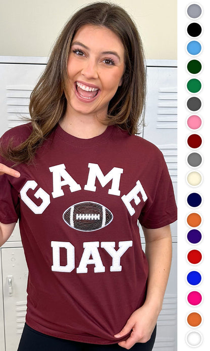 Game Day Sparkle Football Adult T-Shirt