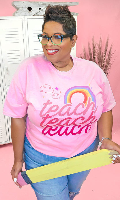 Teach Teach Teach Rainbow Graphic Shirt