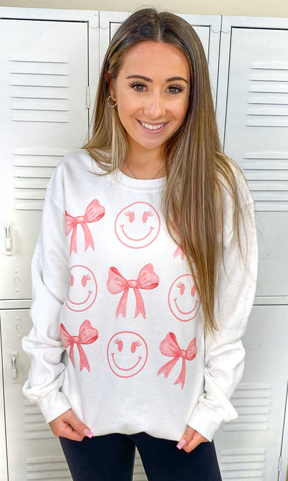 Smiley Bow Graphic Sweatshirt