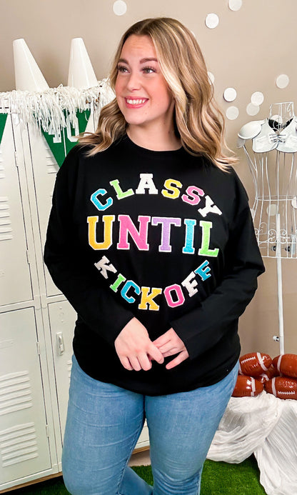 Soft Chenille Classy Until Kick Off Boyfriend Long Sleeve