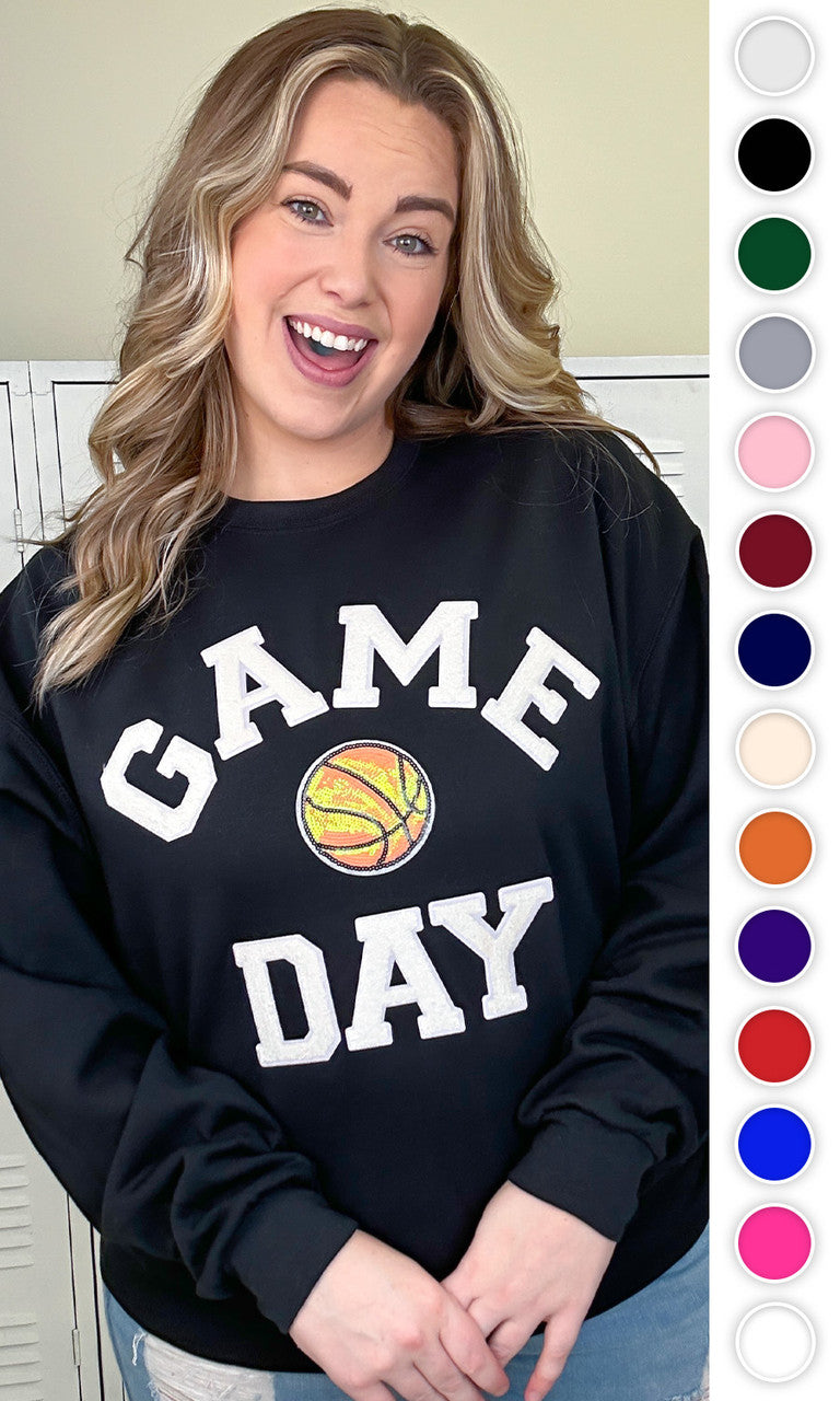 Game Day Sparkle Basketball Adult Sweatshirt