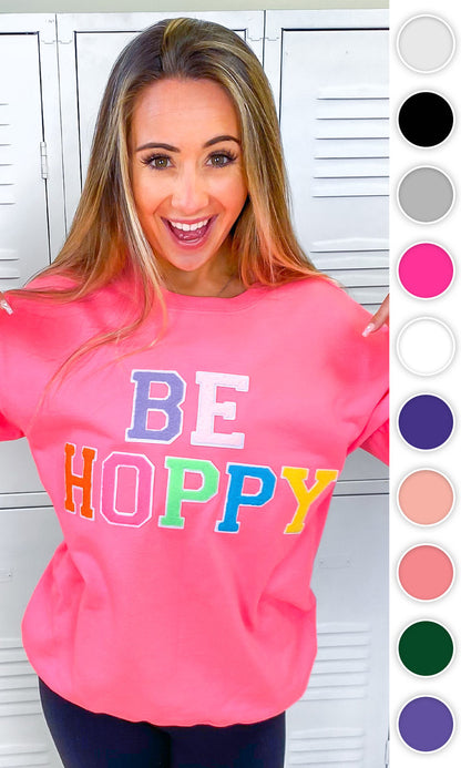 Soft Chenille Be Hoppy Easter Adult Sweatshirt
