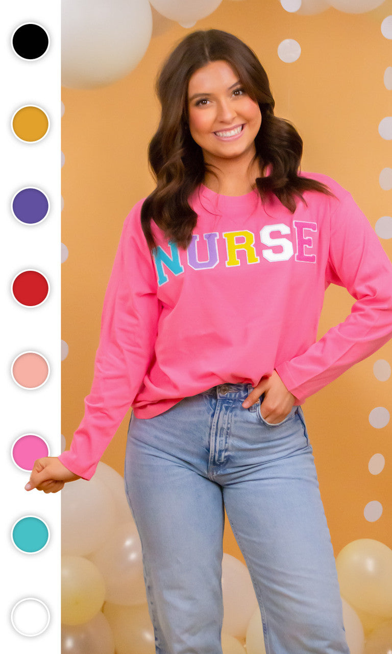 Soft Chenille Nurse Boyfriend Long Sleeve