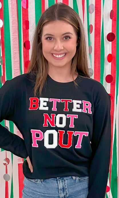 Soft Chenille Better Not Pout Boyfriend Long Sleeve T-Shirt