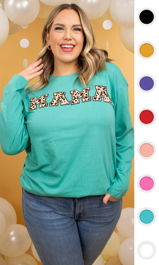 Leopard Ideal Chenille Mama Boyfriend Long Sleeve