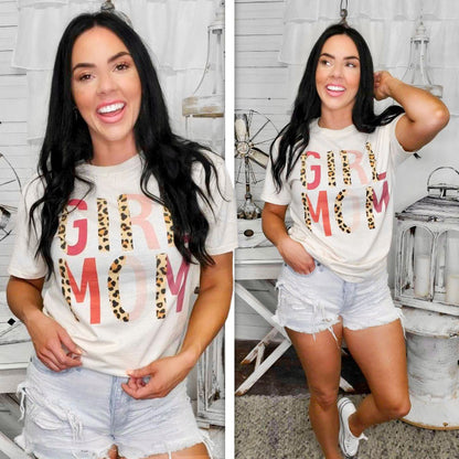 Girl Mom Leopard Letter T-Shirt
