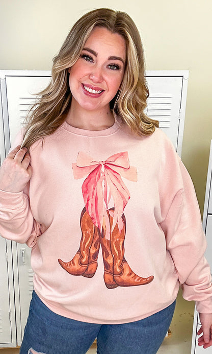 Cowgirl Bow Graphic Sweatshirt