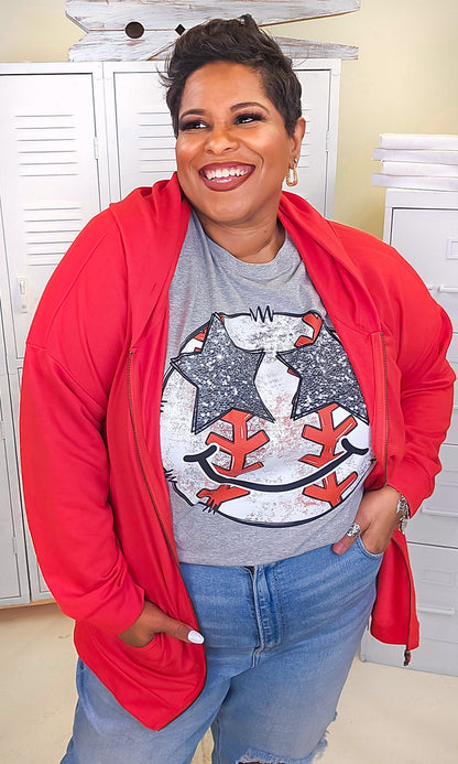 Baseball Star Smiley Graphic T-Shirt