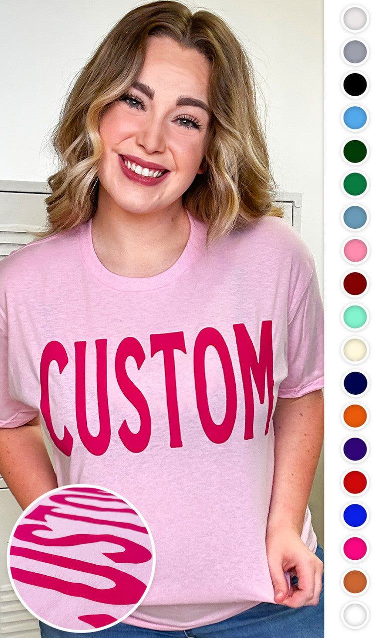 Custom Flock Big Letter Adult T-Shirt