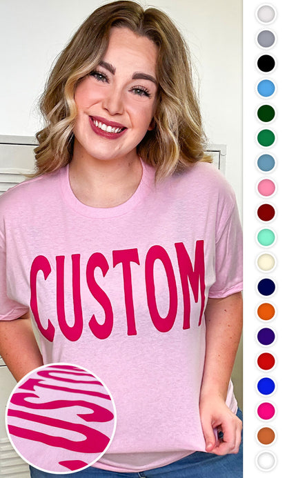 Custom Flock Big Letter Adult T-Shirt