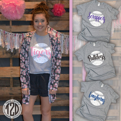 Distressed Baseball with Personalization T-Shirt