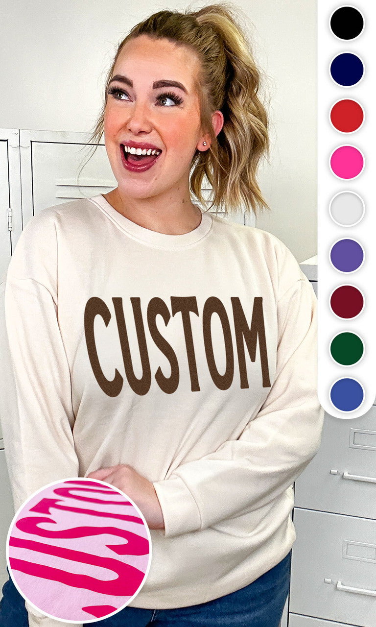 Custom Flock Big Letter Adult Sweatshirt