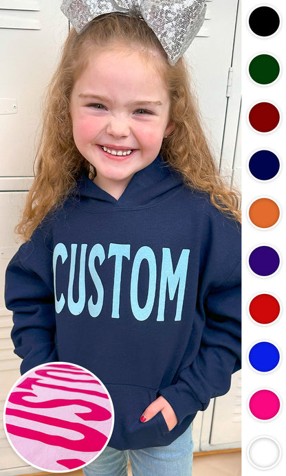 Custom Flock Big Letter Youth Hoodie