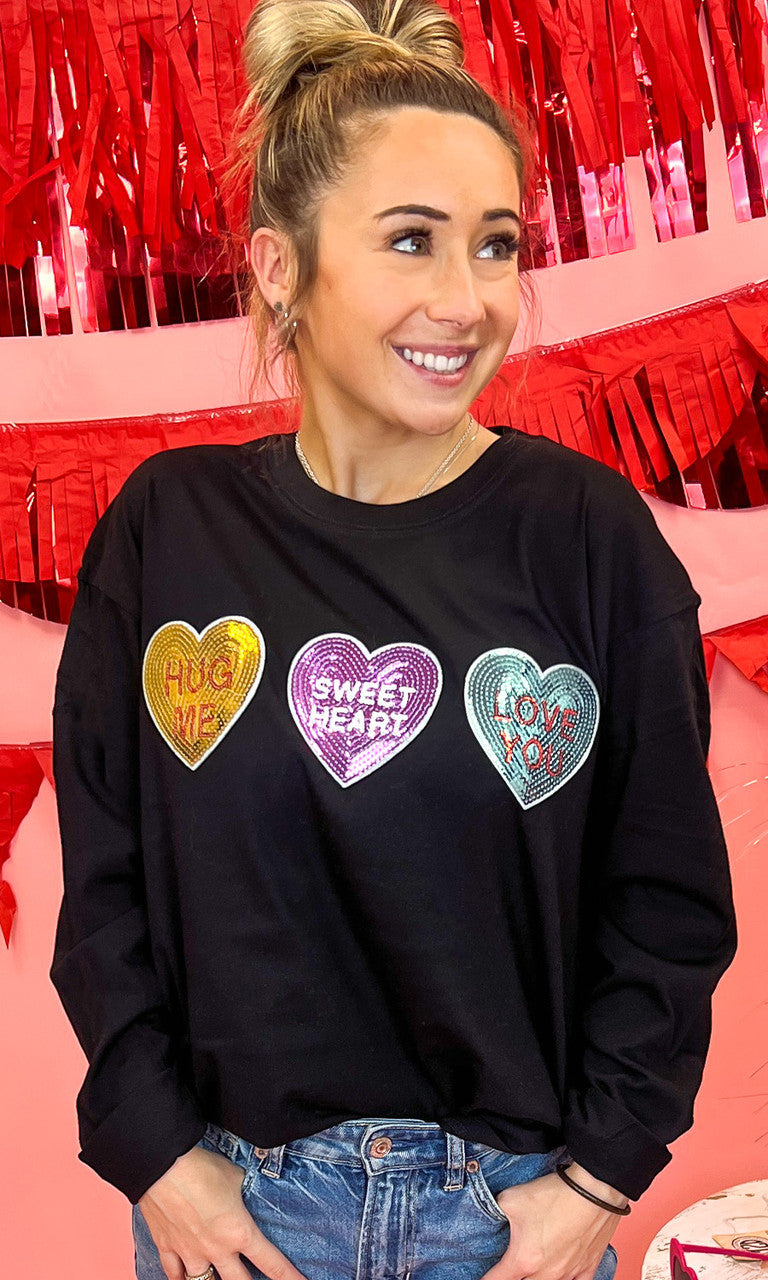Sparkle Conversation Heart Boyfriend Long Sleeve