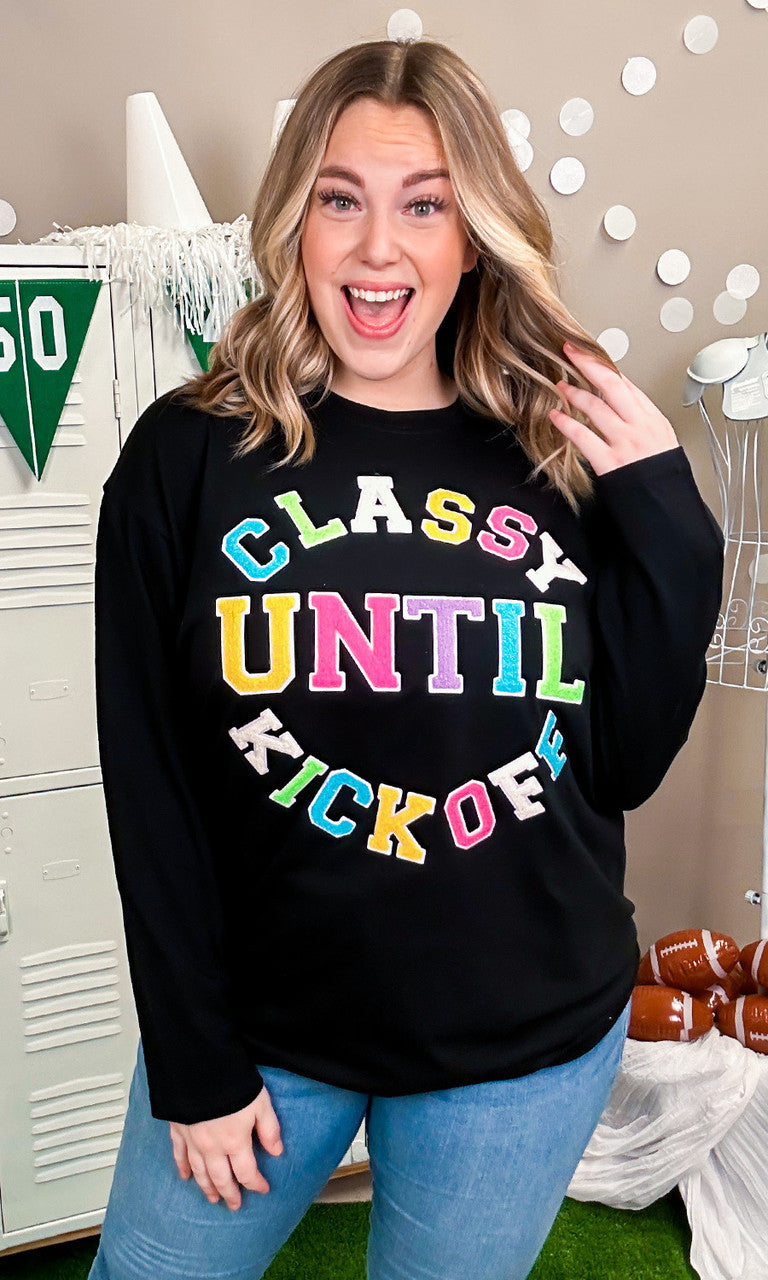 Soft Chenille Classy Until Kick Off Boyfriend Long Sleeve