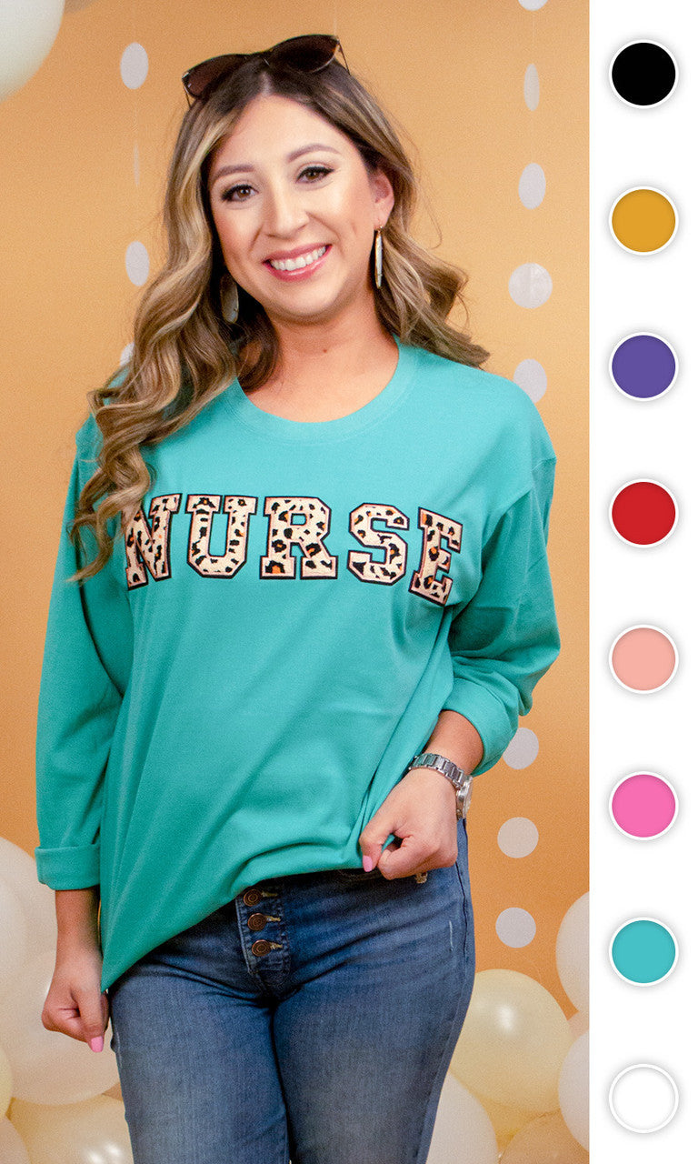 Leopard Ideal Chenille Nurse Boyfriend Long Sleeve