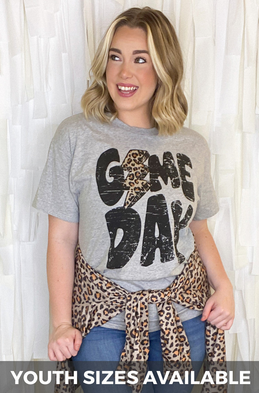 Game Day Leopard Lightning Bolt T-Shirt