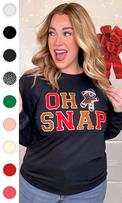 Soft Chenille Oh Snap Graphic Long Sleeve T-Shirt