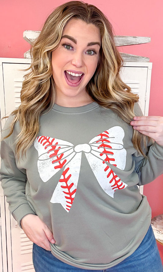 Baseball Bow Graphic Sweatshirt