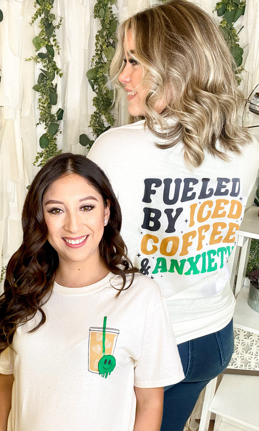 Fueled by Iced Coffee and Anxiety Graphic T-Shirt