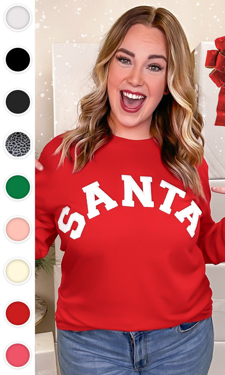 Soft Chenille Santa Graphic Long Sleeve T-Shirt