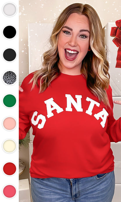 Soft Chenille Santa Graphic Long Sleeve T-Shirt