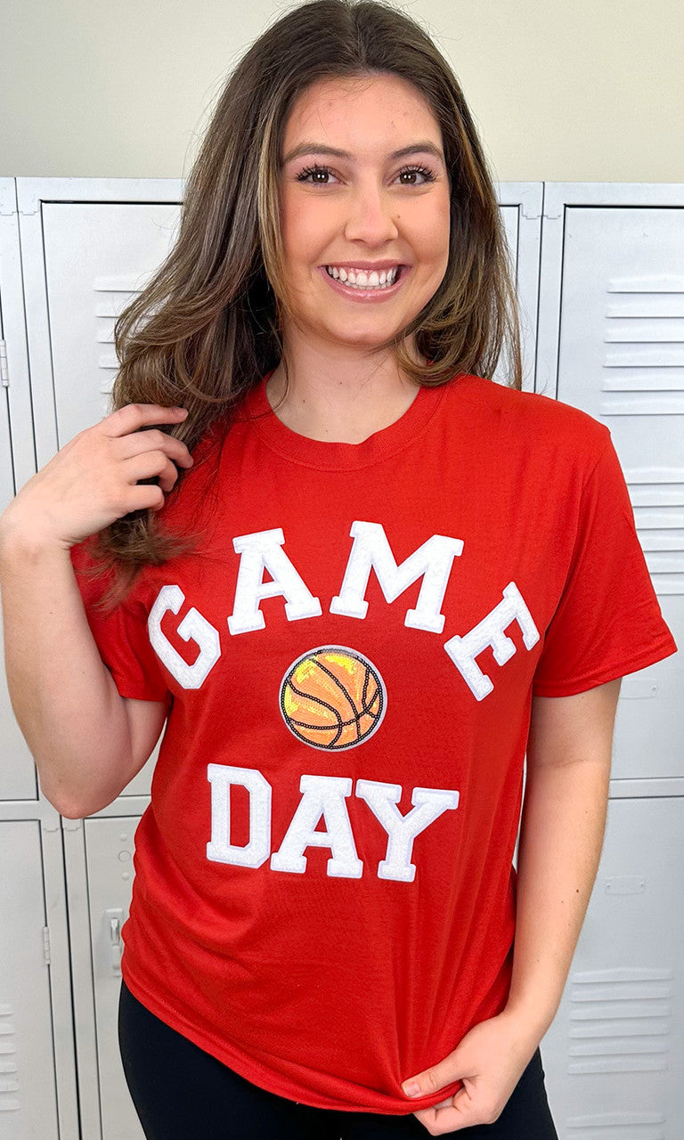 Game Day Sparkle Basketball Adult T-Shirt