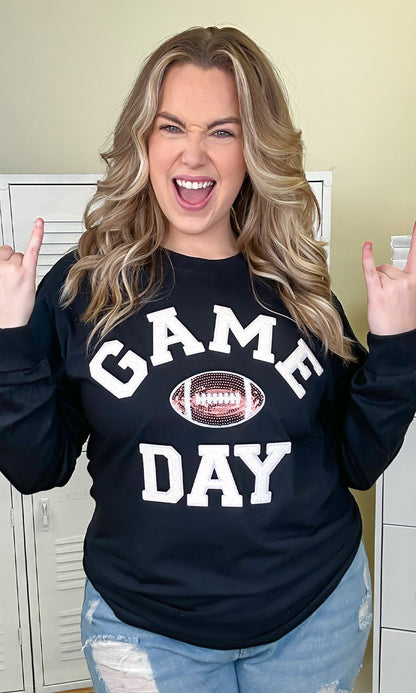 Game Day Sparkle Football Adult Long Sleeve