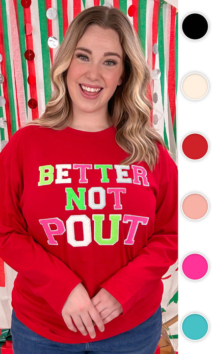 Soft Chenille Better Not Pout Boyfriend Long Sleeve T-Shirt