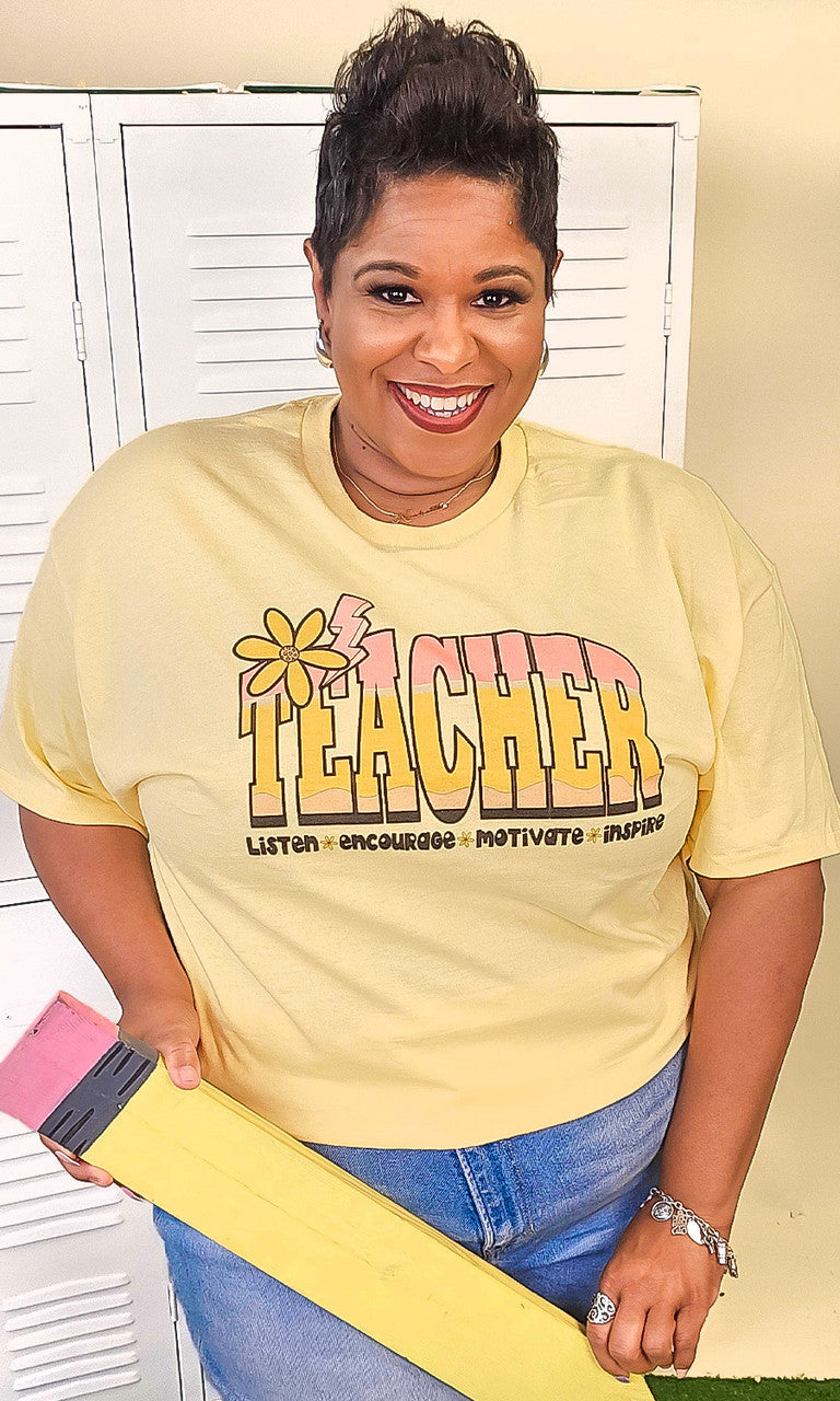 Teach Listen Encourage Yellow Haze Graphic Shirt