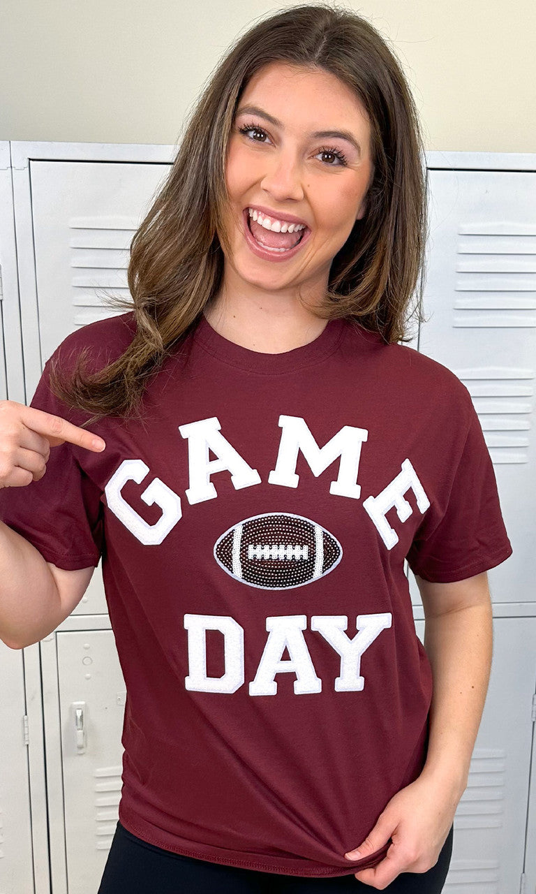 Game Day Sparkle Football Adult T-Shirt