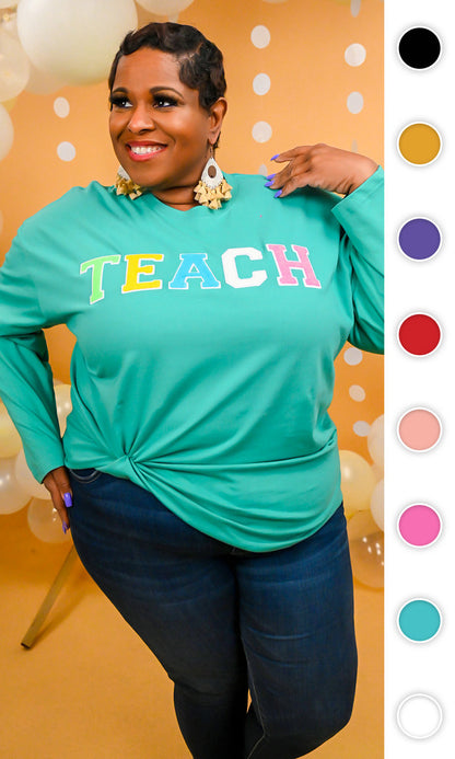 Soft Chenille Teach Boyfriend Long Sleeve