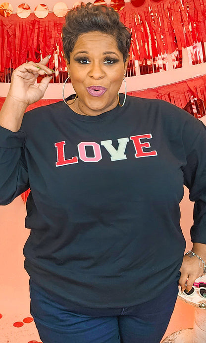 Soft Chenille Love Boyfriend Long Sleeve