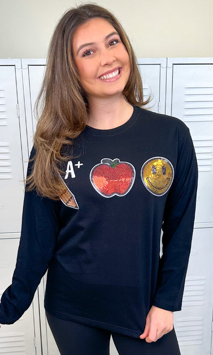 Teacher Sparkle Boyfriend Long Sleeve