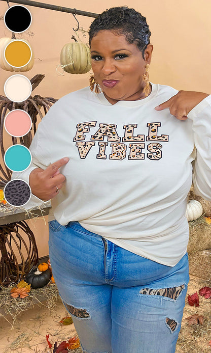 Leopard Ideal Chenille Fall Vibes Graphic Boyfriend Long Sleeve T-Shirt