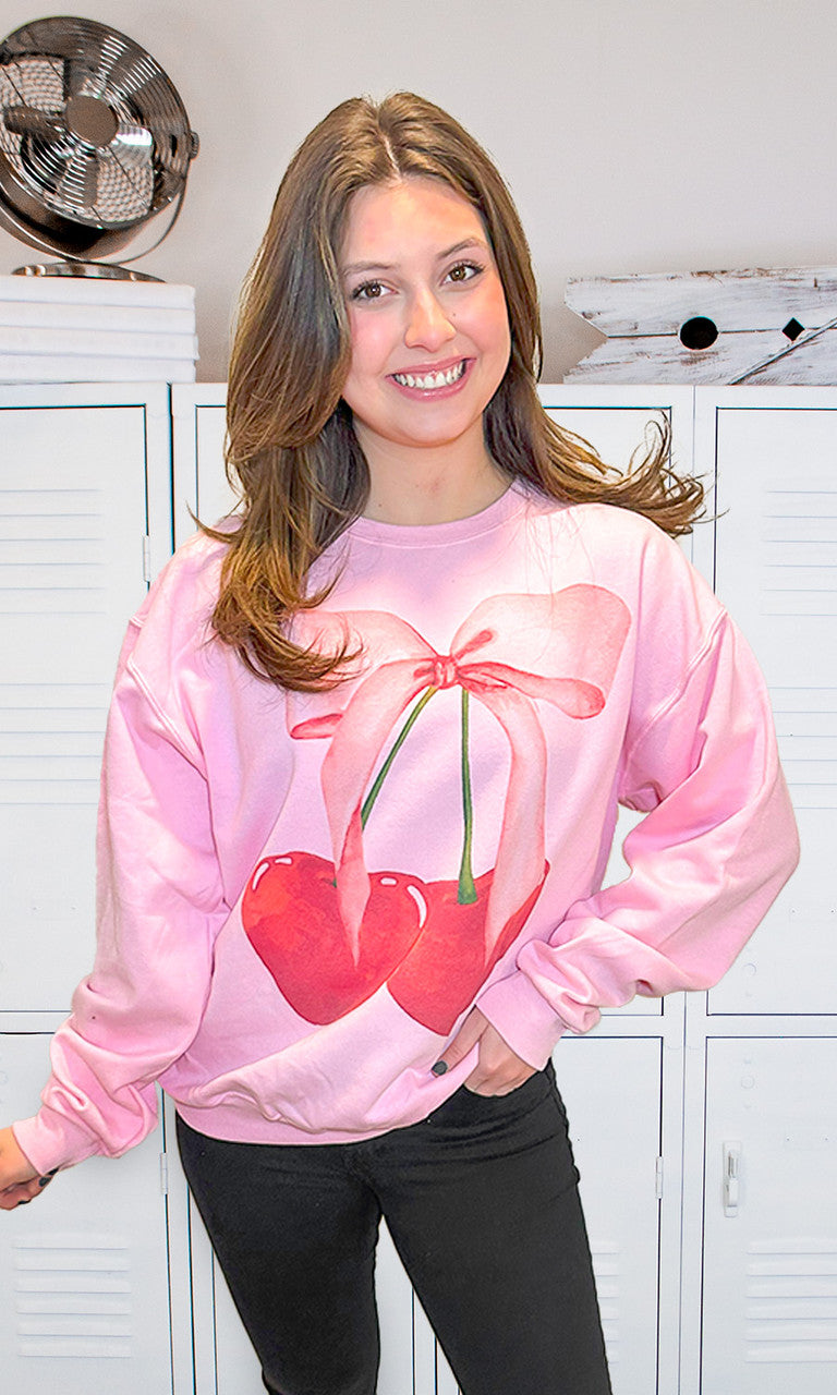 Cherry Bow Graphic Sweatshirt