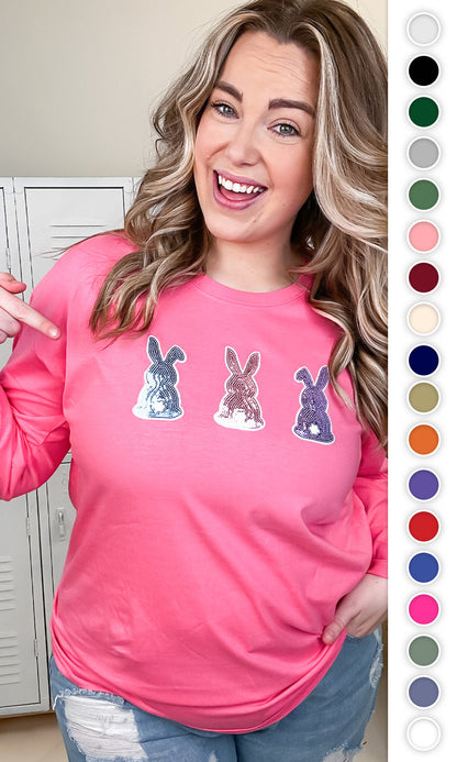 Sparkle Trendy Bunnies Adult Boyfriend Long Sleeve