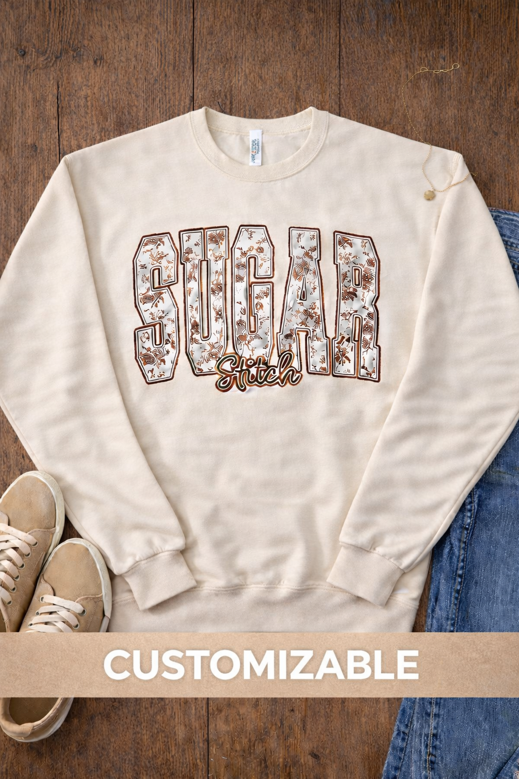 Floral Block Custom Graphic Sweatshirt