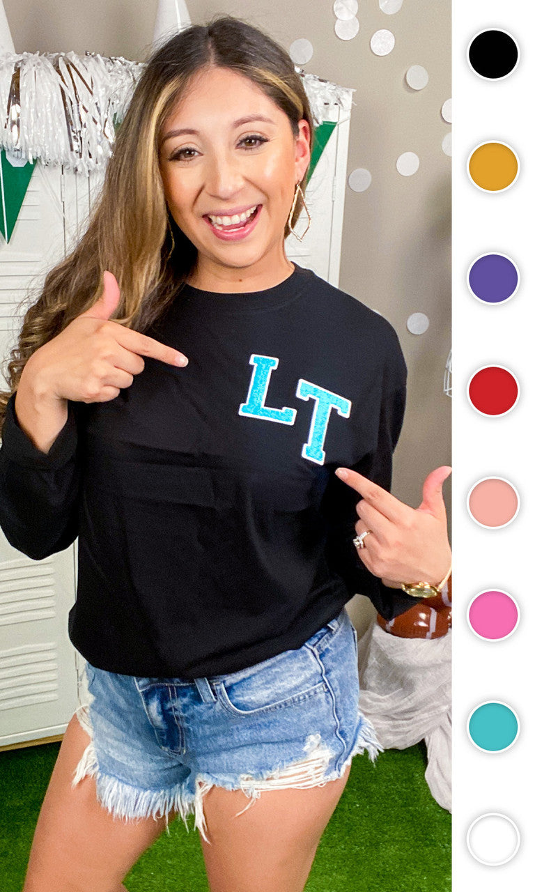 Soft Chenille Monogram Boyfriend Long Sleeve