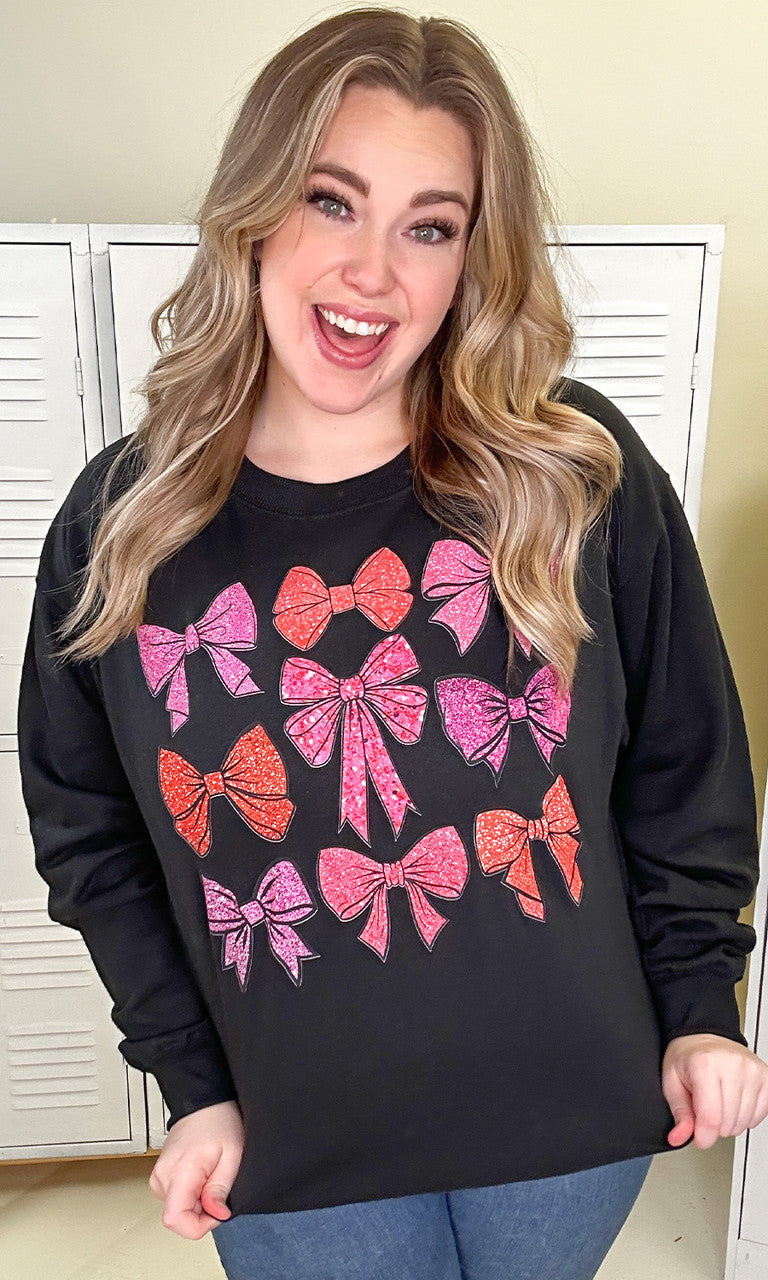 Sparkle Bow Graphic Sweatshirt
