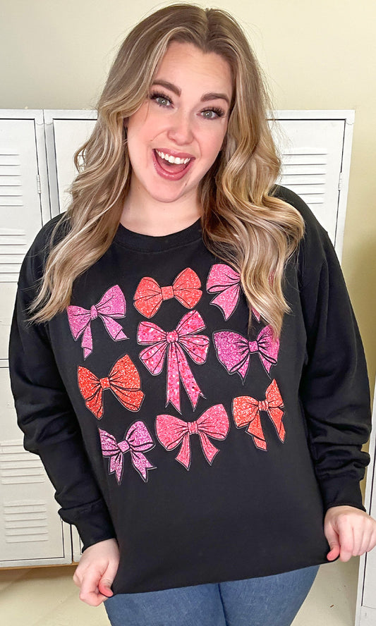 Sparkle Bow Graphic Sweatshirt