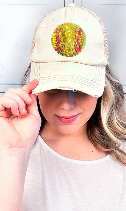 Sparkle Softball Vintage Hat