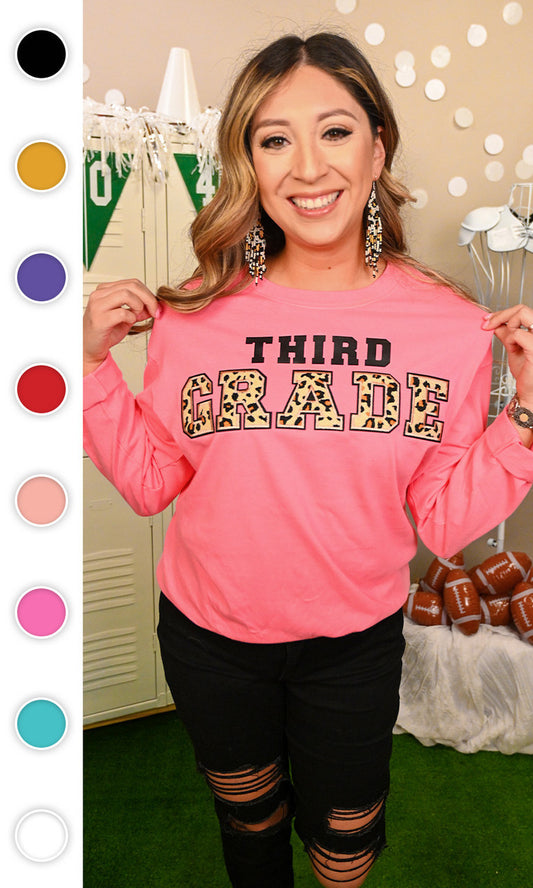 Leopard Ideal Chenille Grade Level Boyfriend Long Sleeve