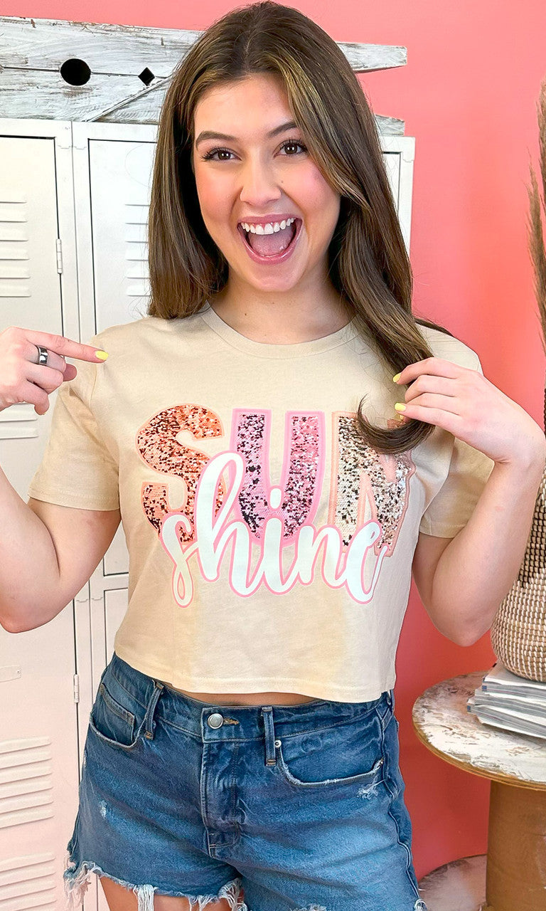Sunshine Sparkle Graphic Crop Top